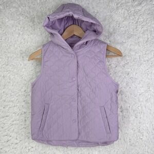 Cat Jack Girls Quilted Hooded Vest Dusty Lilac Purple Size L 10 / 12 NEW